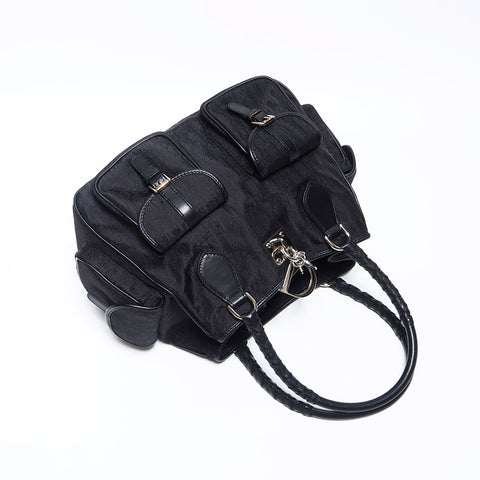 Christian Dior Trotter Logo Lovely Canvas Handbag Black WS12091