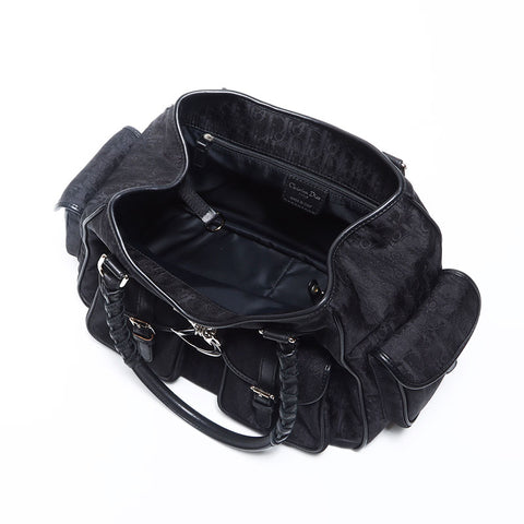Christian Dior Trotter Logo Lovely Canvas Handbag Black WS12091