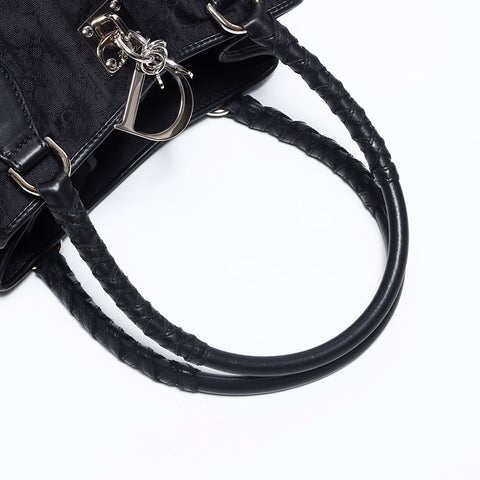 Christian Dior Trotter Logo Lovely Canvas Handbag Black WS12091
