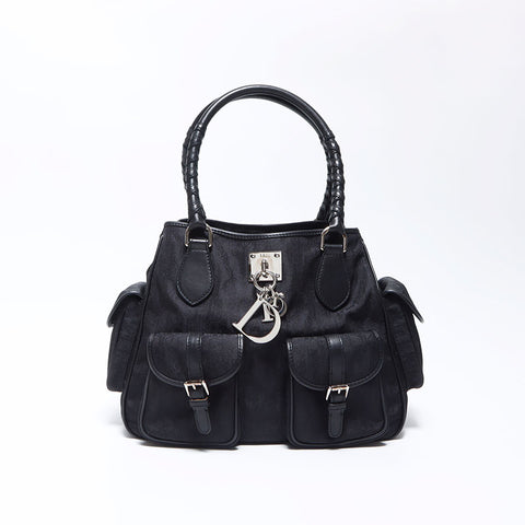 Christian Dior Trotter Logo Lovely Canvas Handbag Black WS12091