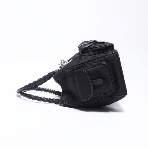 Christian Dior Trotter Logo Lovely Canvas Handbag Black WS12091