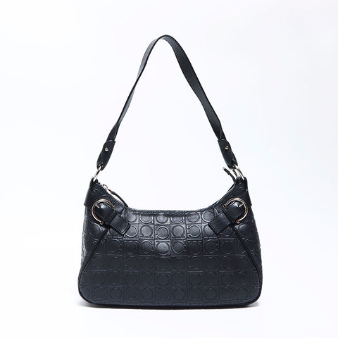 Salvatore Ferragamo Gancini皮革肩袋黑色WS12094