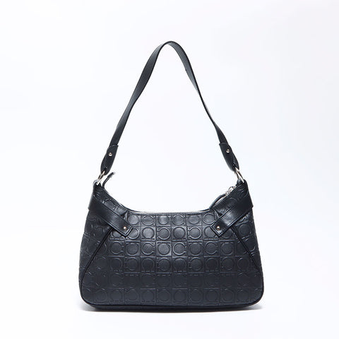 Salvatore Ferragamo Gancini皮革肩袋黑色WS12094