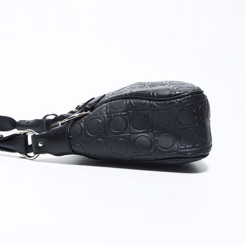 Salvatore Ferragamo Gancini皮革肩袋黑色WS12094