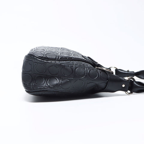Salvatore Ferragamo Gancini皮革肩袋黑色WS12094