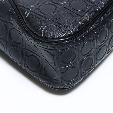 Salvatore Ferragamo Gancini皮革肩袋黑色WS12094