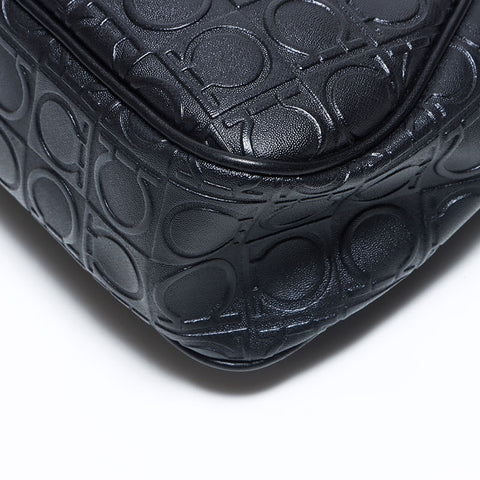 Salvatore Ferragamo Gancini皮革肩袋黑色WS12094