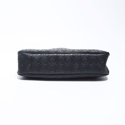 Salvatore Ferragamo Gancini皮革肩袋黑色WS12094