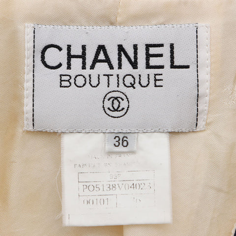 Taille de Chanel: 36 1995 Tweed en cuir Suit White WS12103