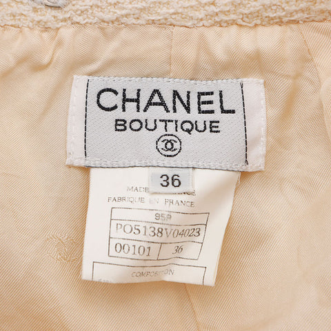 Taille de Chanel: 36 1995 Tweed en cuir Suit White WS12103