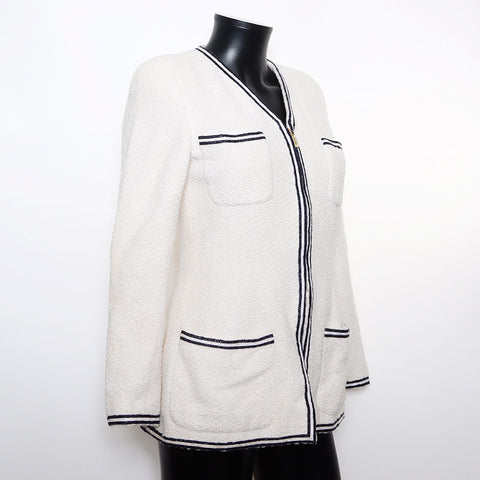 Taille de Chanel: 36 1995 Tweed en cuir Suit White WS12103