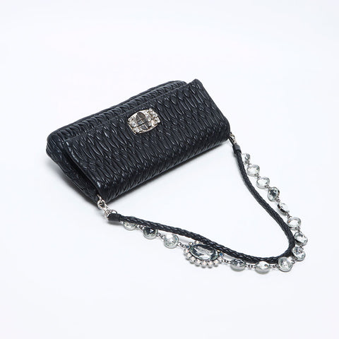Miu miu miu Matteasse Crystal Sac à épaule noire WS12107