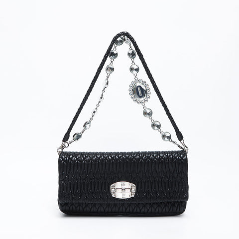 Miu miu miu Matteasse Crystal Sac à épaule noire WS12107