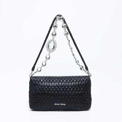 Miu miu miu Matteasse Crystal Sac à épaule noire WS12107