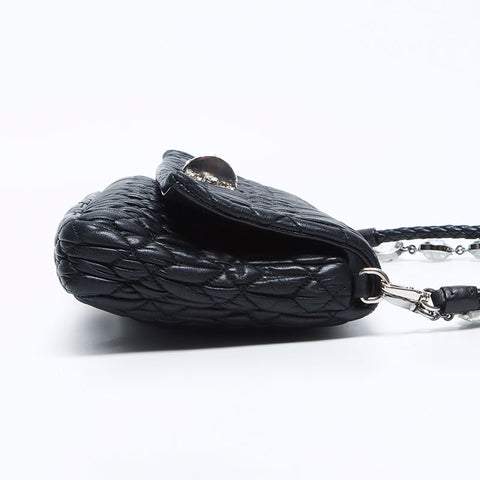 Miu miu miu Matteasse Crystal Sac à épaule noire WS12107