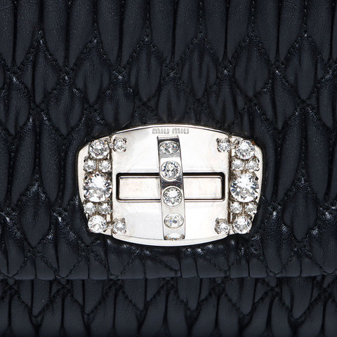 Miu miu miu Matteasse Crystal Sac à épaule noire WS12107