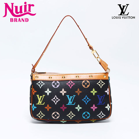 路易·威登（Louis Vuitton）Pochette配件Soir多色螺柱2004肩袋黑色WS12108