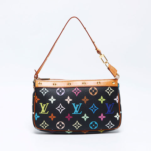 路易·威登（Louis Vuitton）Pochette配件Soir多色螺柱2004肩袋黑色WS12108