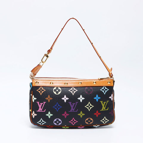 路易·威登（Louis Vuitton）Pochette配件Soir多色螺柱2004肩袋黑色WS12108
