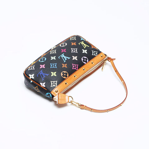 路易·威登（Louis Vuitton）Pochette配件Soir多色螺柱2004肩袋黑色WS12108
