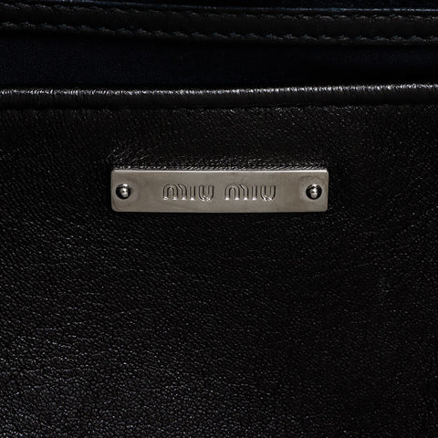 Miu Miu Miu Matterasse Crystal Silver Metal Fitting Handbag Black WS12116