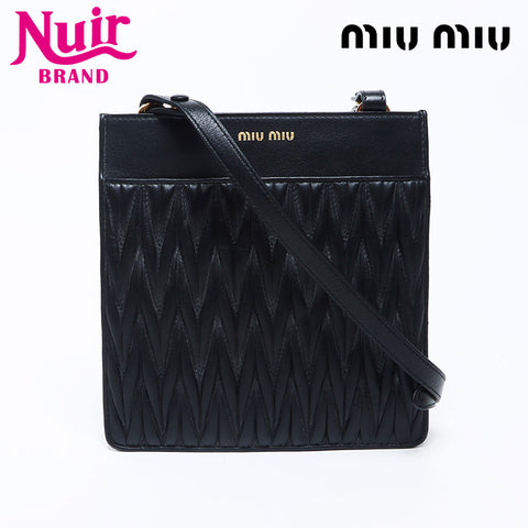 miu miu miu Matterasse Pochette皮革肩带黑色WS12119