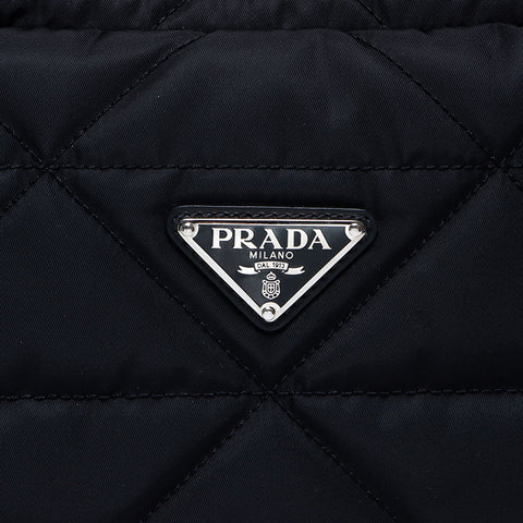 prada尼龙三角徽标标签缝垫肩袋黑色WS12120