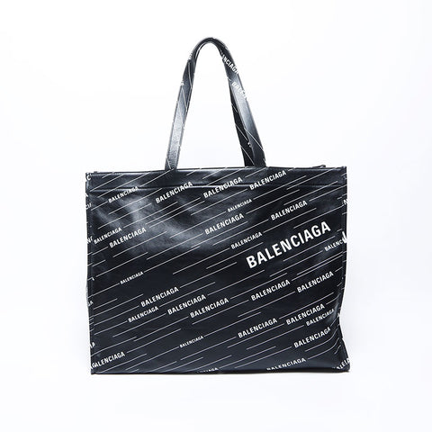 Balenciaga Balenciaga徽标全面图案手提袋黑色WS12124
