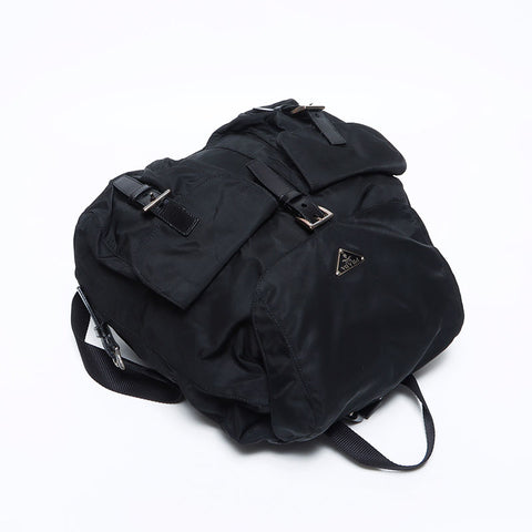Prada Nylon Triangle徽标标签背包/Daypack黑色WS12130
