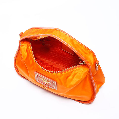 PRADA Nylon logo one belt hobo Shoulder Bag Orange WS12133