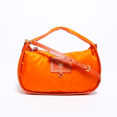 Prada Nylon徽标一个肩膀流浪肩袋橙色WS12133