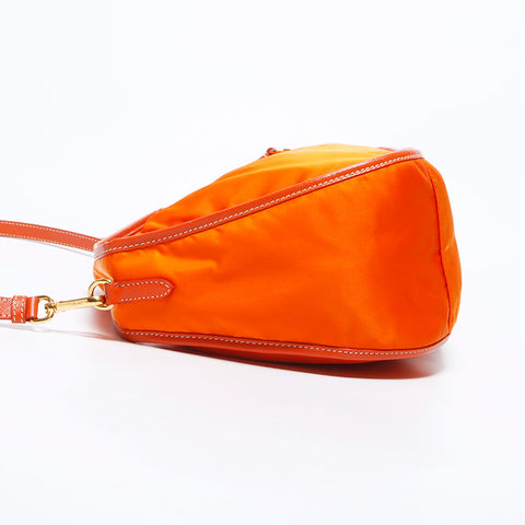 PRADA Nylon logo one belt hobo Shoulder Bag Orange WS12133