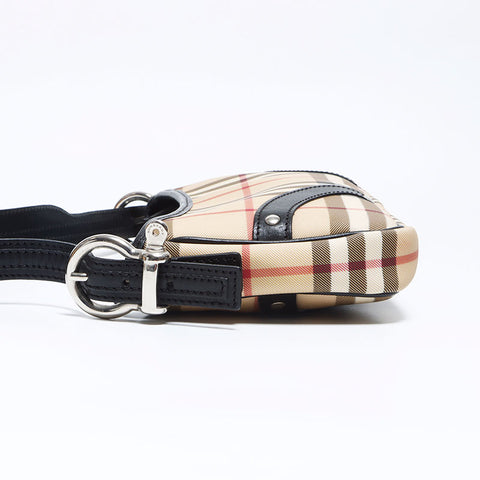 Burberry Nova检查银色金属配件皮革肩带米色WS12134