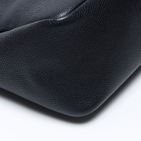 PRADA Vittero Die Soft Leather Triangle Logo Tag Tote Bag Black WS12142
