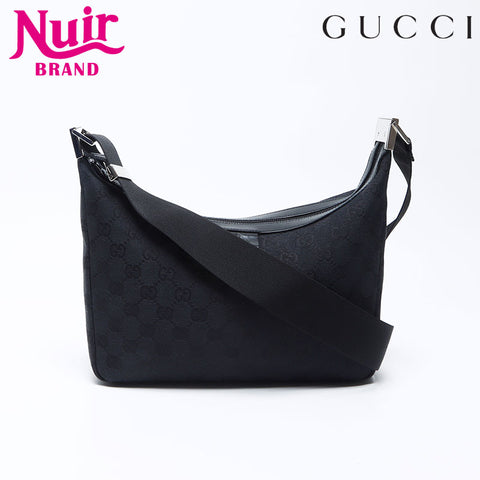 Gucci GG帆布银色配件经典肩袋黑色WS12143