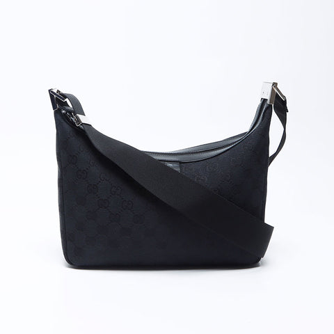 Gucci GG帆布银色配件经典肩袋黑色WS12143
