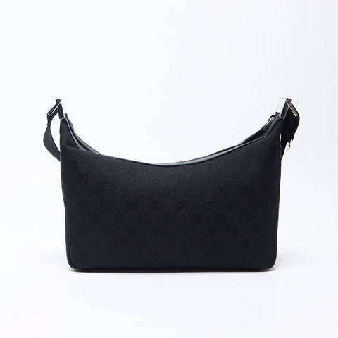 Gucci GG帆布银色配件经典肩袋黑色WS12143