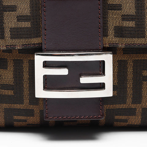 FENDI Zucca Canvas Mamma Bucket Forever Shoulder Bag Brown WS12145