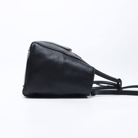 Prada Freon Pocket Leather Silver Hardware Triangle徽标标签手提袋黑色WS12148