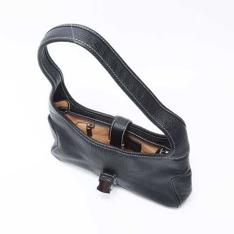 Salvatore Ferragamo缝制皮革徽标板肩袋黑色WS12150