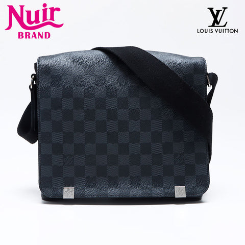 Louis Vuitton 2016 Damier Graphite District PM肩带黑色WS12151