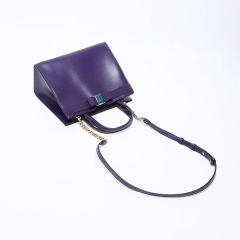 Salvatore Ferragamo Vara皮革2向肩带紫色WS12152