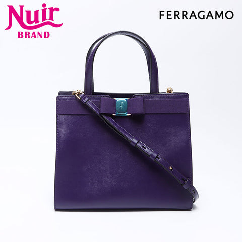 Salvatore Ferragamo Vara皮革2向肩带紫色WS12152