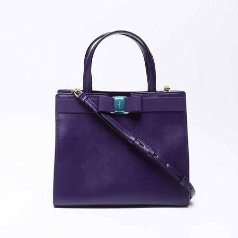 Salvatore Ferragamo Vara皮革2向肩带紫色WS12152