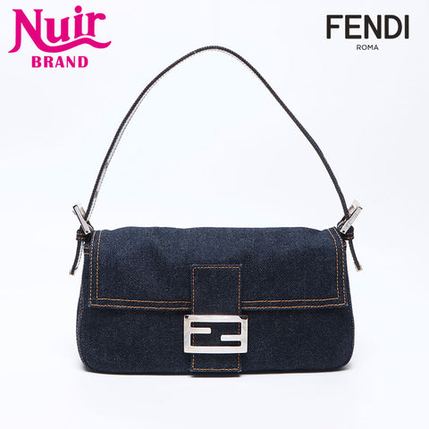 Fendi Mamma Bucket牛仔银五金肩袋海军WS12154