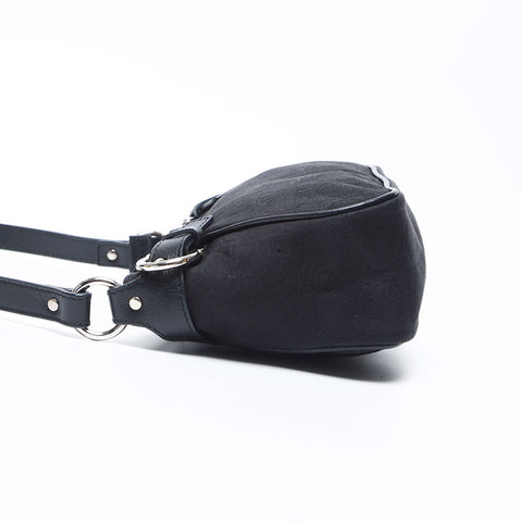 Salvatore Ferragamo Gancini帆布银色配件袋肩袋黑色WS12157