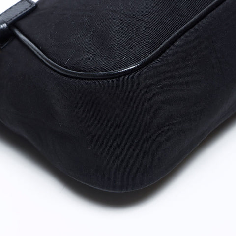 Salvatore Ferragamo Gancini Canvas Silver Fittings Pouch Shoulder Bag Black WS12157