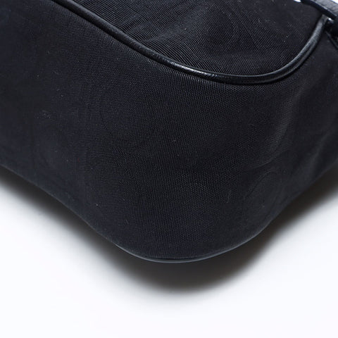 Salvatore Ferragamo Gancini Canvas Silver Fittings Pouch Shoulder Bag Black WS12157