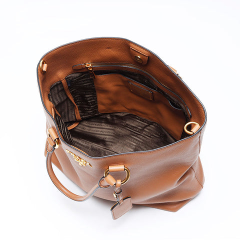 Prada Leather 2way徽标手提袋棕色WS12159