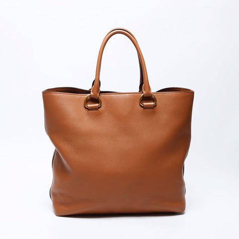 Prada Leather 2way徽标手提袋棕色WS12159